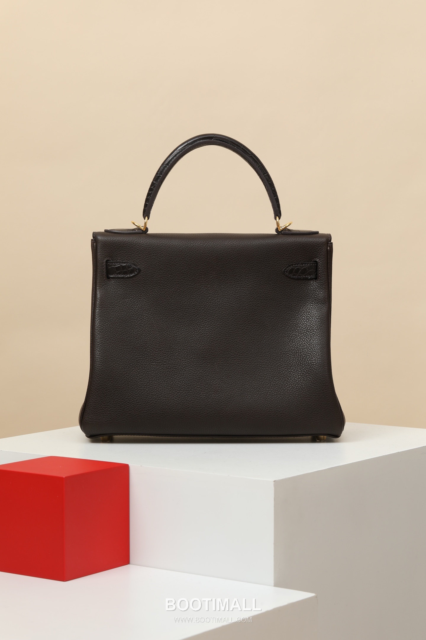 Hermes Kelly 28 Touch Barenia Leather and Matte Alligator Ebony Top Handle Bag 에르메스 켈리 28 터치 바레니아 레더와 매트 악어가죽 우드브라운 탑핸들백 28cm 3