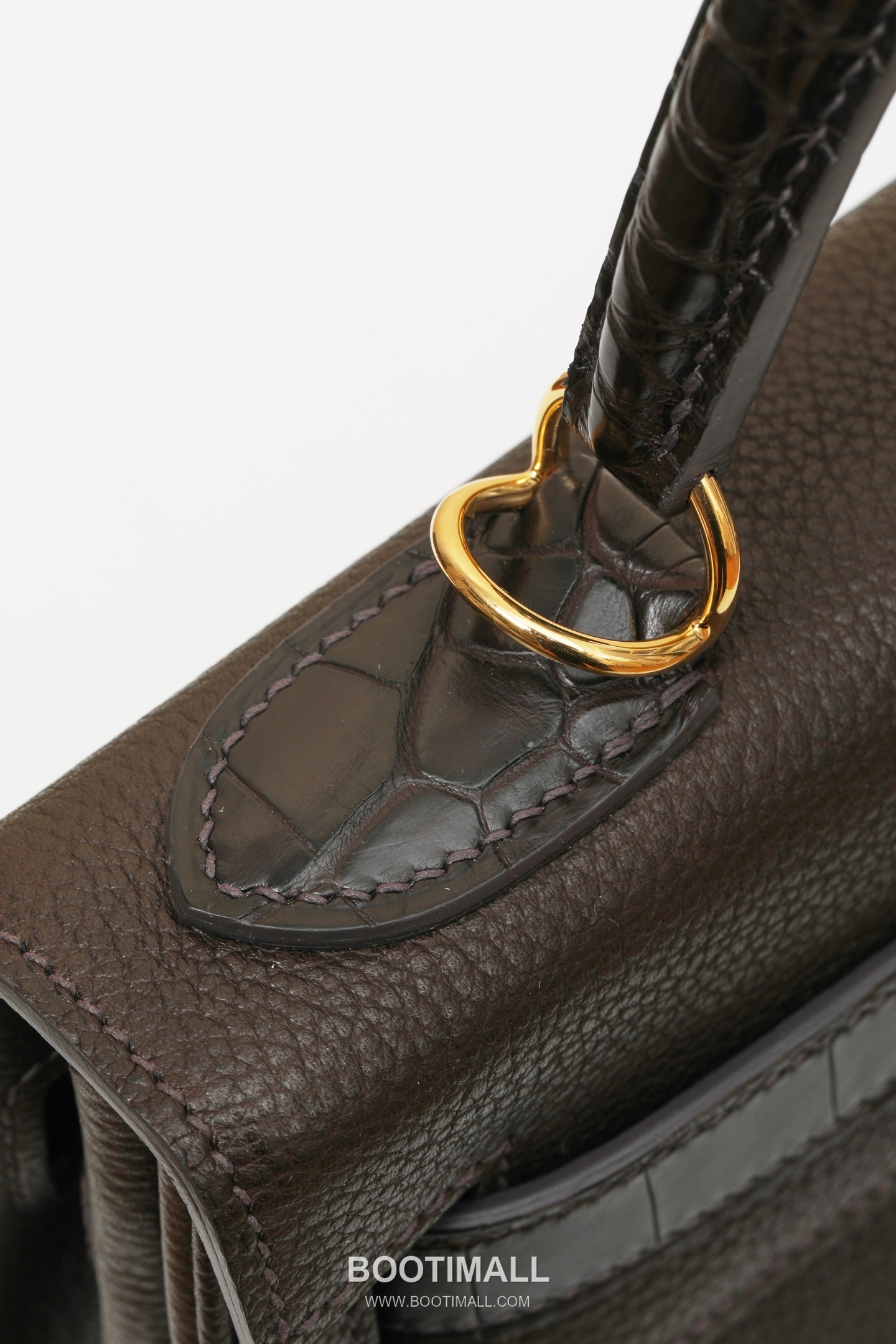 Hermes Kelly 28 Touch Barenia Leather and Matte Alligator Ebony Top Handle Bag 에르메스 켈리 28 터치 바레니아 레더와 매트 악어가죽 우드브라운 탑핸들백 28cm 4