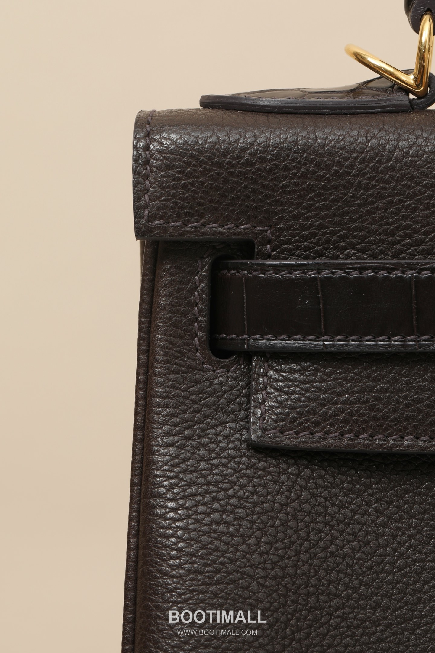 Hermes Kelly 28 Touch Barenia Leather and Matte Alligator Ebony Top Handle Bag 에르메스 켈리 28 터치 바레니아 레더와 매트 악어가죽 우드브라운 탑핸들백 28cm 5