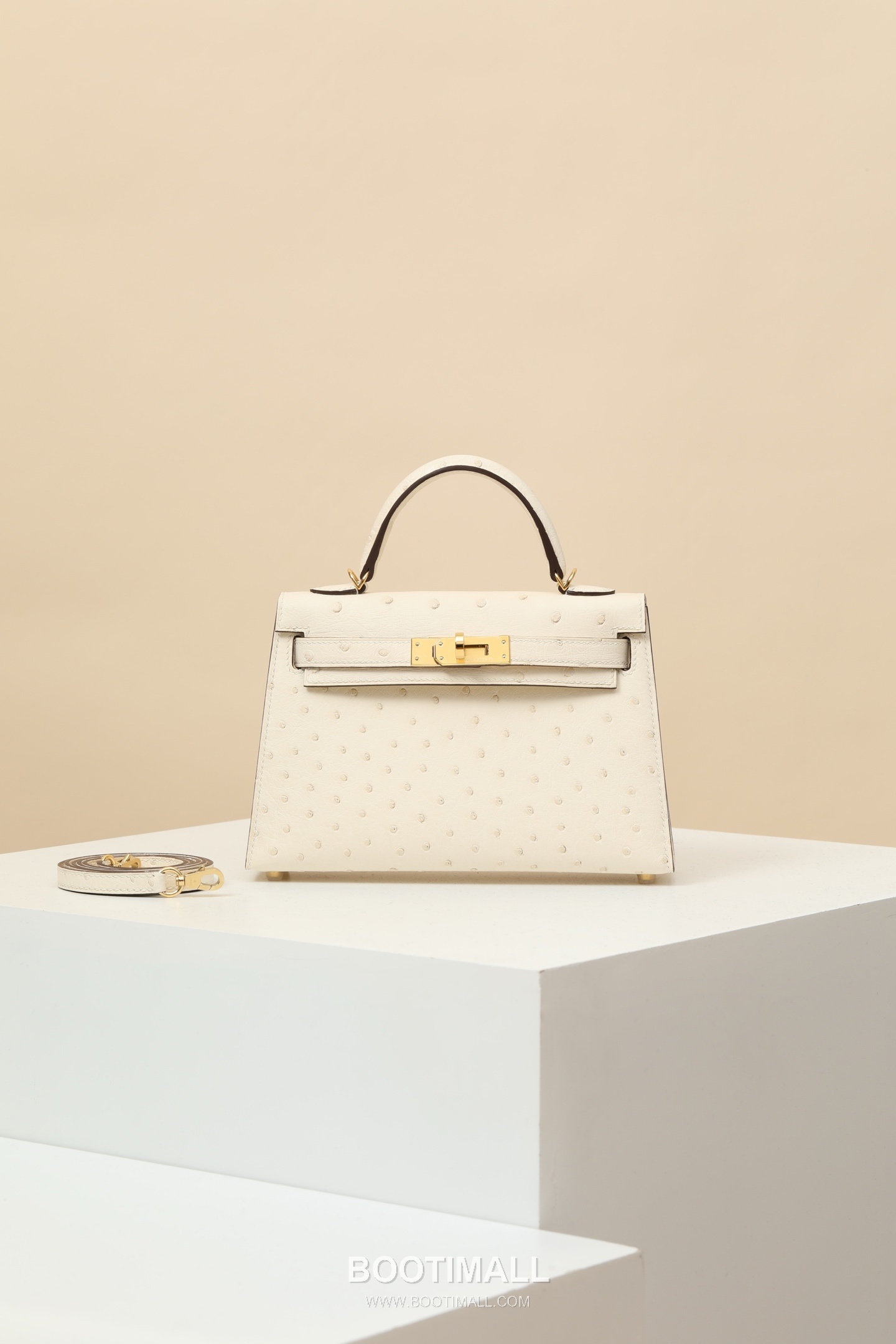 Hermes Mini Kelly 19 Ostrich Ostrich Leather Cream Top Handle Bag 에르메스 미니 켈리 19 타조 타조가죽 크림 탑핸들백 19cm 1