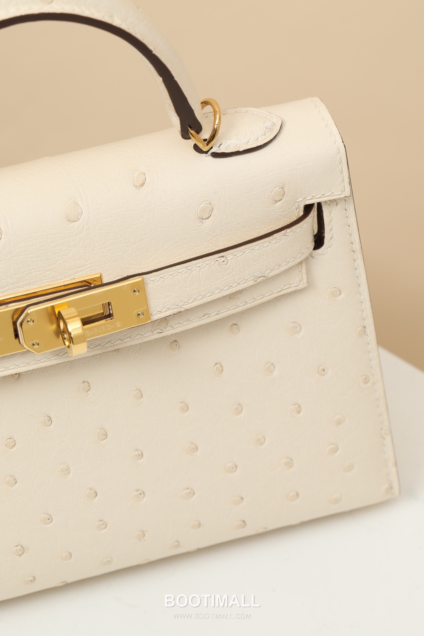 Hermes Mini Kelly 19 Ostrich Ostrich Leather Cream Top Handle Bag 에르메스 미니 켈리 19 타조 타조가죽 크림 탑핸들백 19cm 4