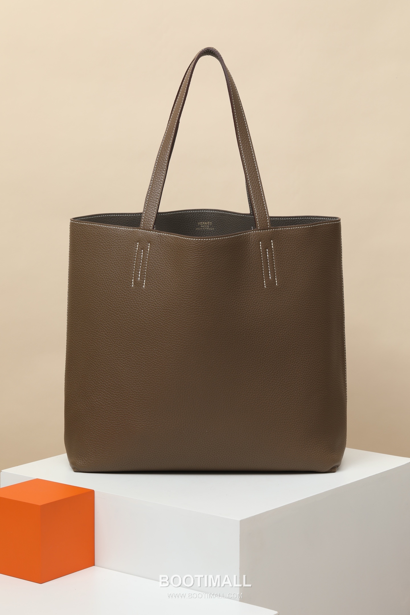 Hermes DS35 Clemence Tote Clemence Leather Etoupe Shoulder Tote Bag 에르메스 DS35 클레망스 토트 클레망스 레더 에토프 숄더 토트백 35cm 1