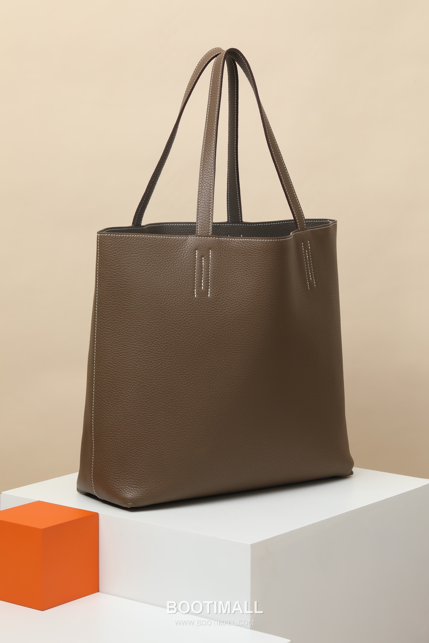 Hermes DS35 Clemence Tote Clemence Leather Etoupe Shoulder Tote Bag 에르메스 DS35 클레망스 토트 클레망스 레더 에토프 숄더 토트백 35cm 2