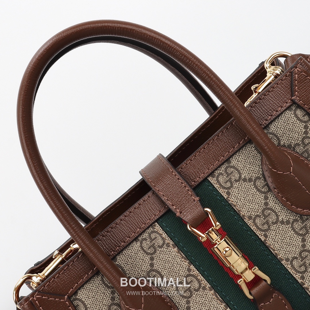 Gucci GG Supreme Web Mini GG Supreme Canvas and Calfskin Brown Top Handle Bag 구찌 GG 수프림 웹 미니 GG 수프림 캔버스와 카프스킨 브라운 탑핸들백 24cm 8