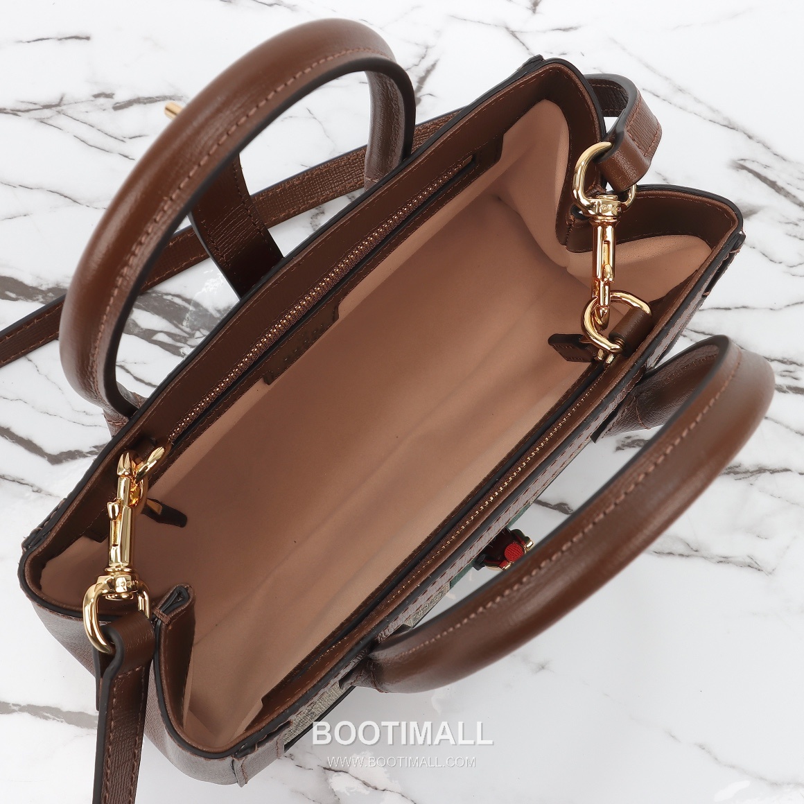 Gucci GG Supreme Web Mini GG Supreme Canvas and Calfskin Brown Top Handle Bag 구찌 GG 수프림 웹 미니 GG 수프림 캔버스와 카프스킨 브라운 탑핸들백 24cm 12