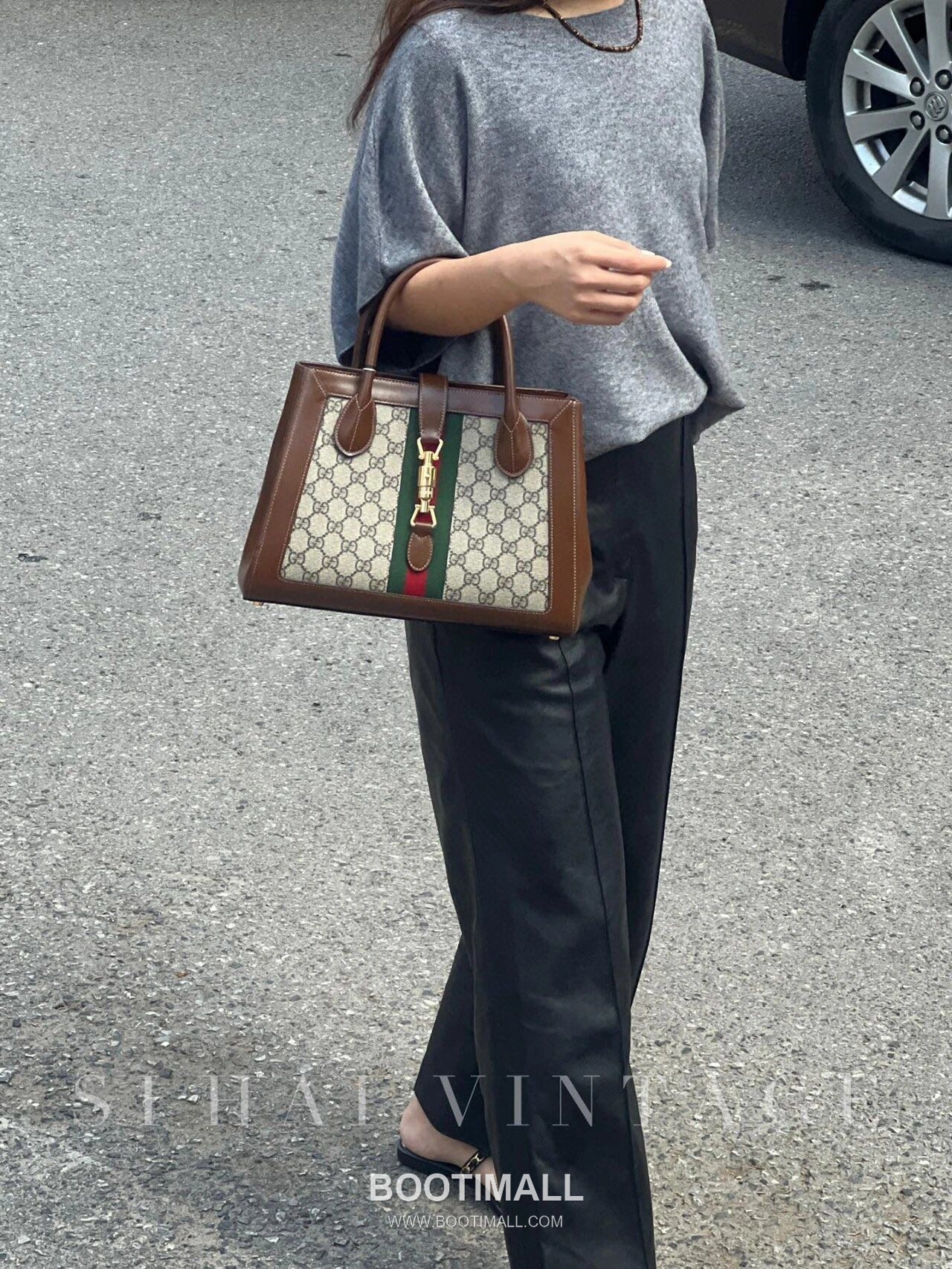 Gucci Horsebit Web Small GG Supreme Canvas Brown Top Handle Bag 구찌 홀스빗 웹 스몰 GG 수프림 캔버스 브라운 탑핸들백 30cm 2