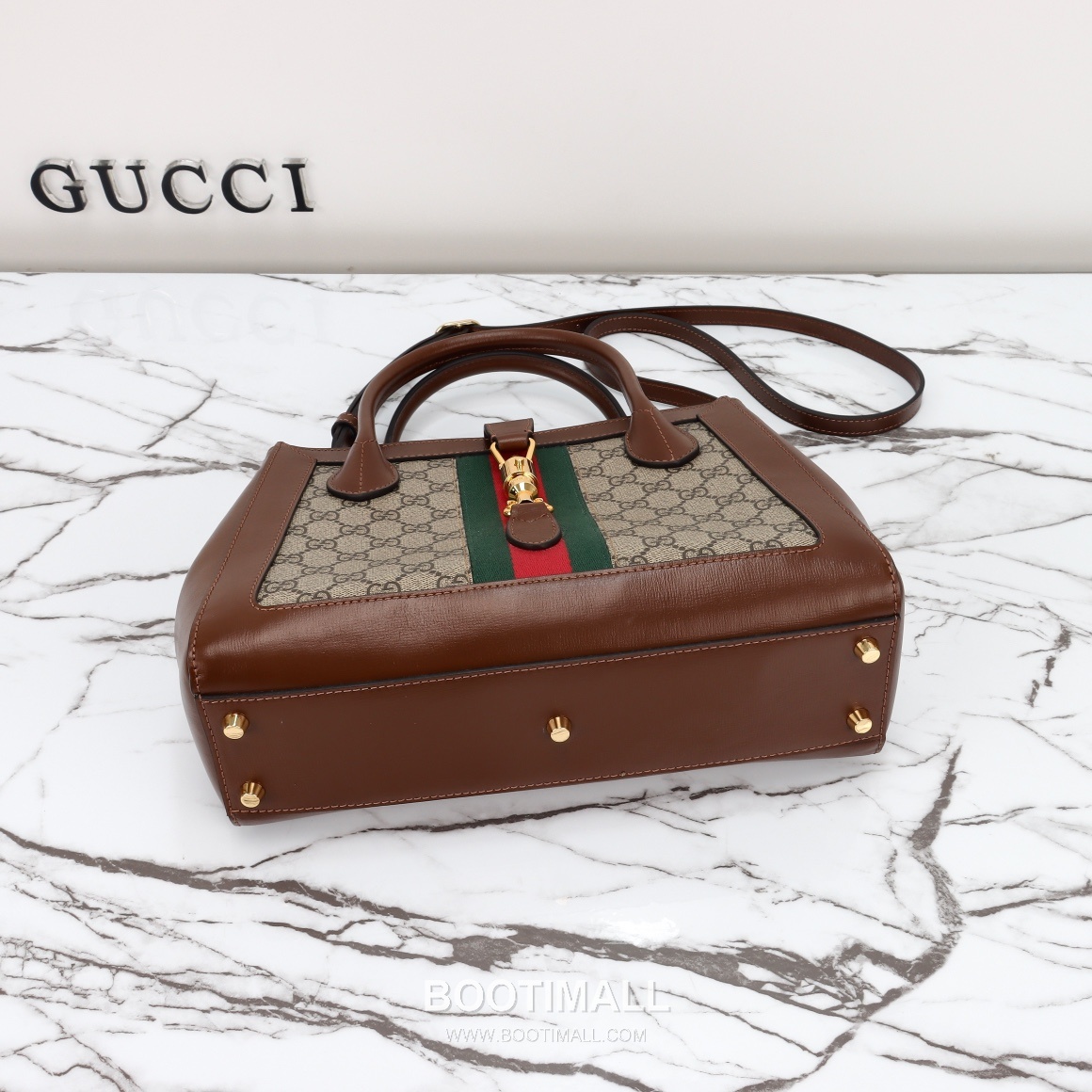 Gucci Horsebit Web Small GG Supreme Canvas Brown Top Handle Bag 구찌 홀스빗 웹 스몰 GG 수프림 캔버스 브라운 탑핸들백 30cm 10