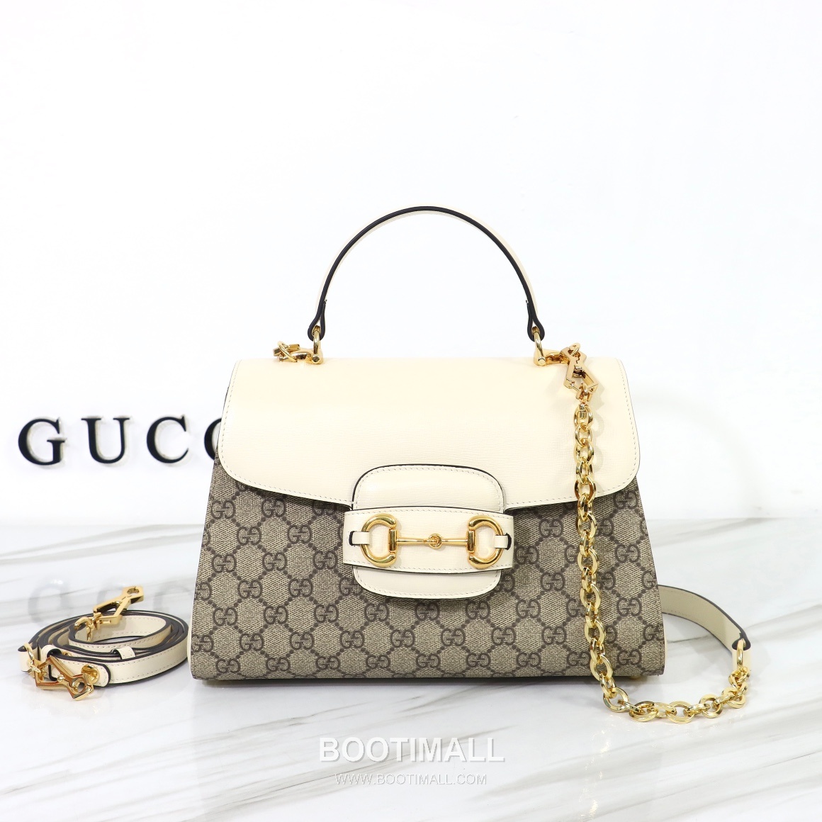 Gucci Mini Canvas Tote Canvas Leather Trim Beige Tote Bag 구찌 미니 캔버스 토트 캔버스 레더 트리밍 베이지 토트백 28.5cm 1