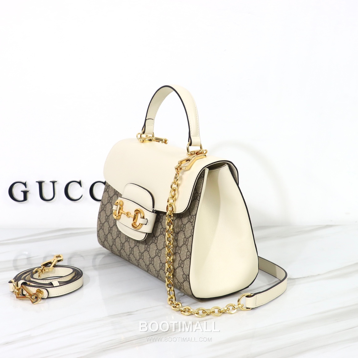 Gucci Mini Canvas Tote Canvas Leather Trim Beige Tote Bag 구찌 미니 캔버스 토트 캔버스 레더 트리밍 베이지 토트백 28.5cm 2