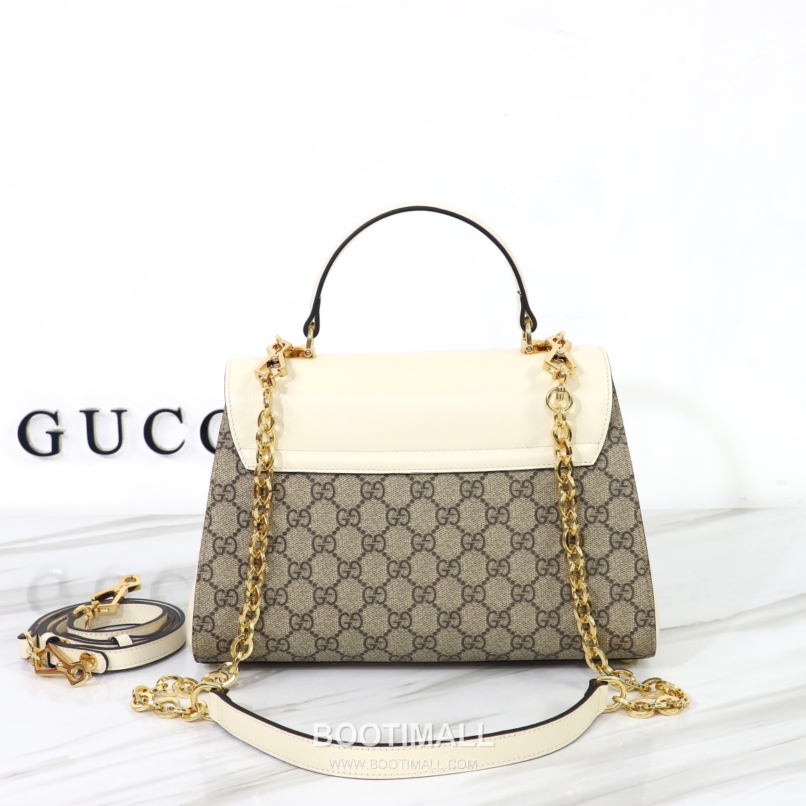 Gucci Mini Canvas Tote Canvas Leather Trim Beige Tote Bag 구찌 미니 캔버스 토트 캔버스 레더 트리밍 베이지 토트백 28.5cm 3