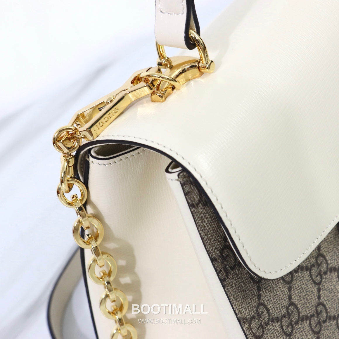 Gucci Mini Canvas Tote Canvas Leather Trim Beige Tote Bag 구찌 미니 캔버스 토트 캔버스 레더 트리밍 베이지 토트백 28.5cm 4