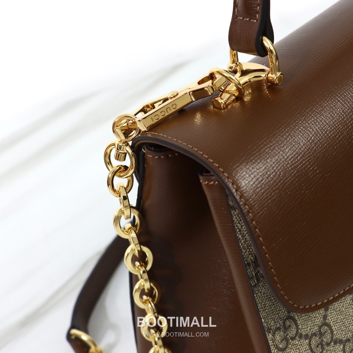 Gucci Mini Canvas Tote Canvas Leather Trim Beige Tote Bag 구찌 미니 캔버스 토트 캔버스 레더 트리밍 베이지 토트백 28.5cm 4