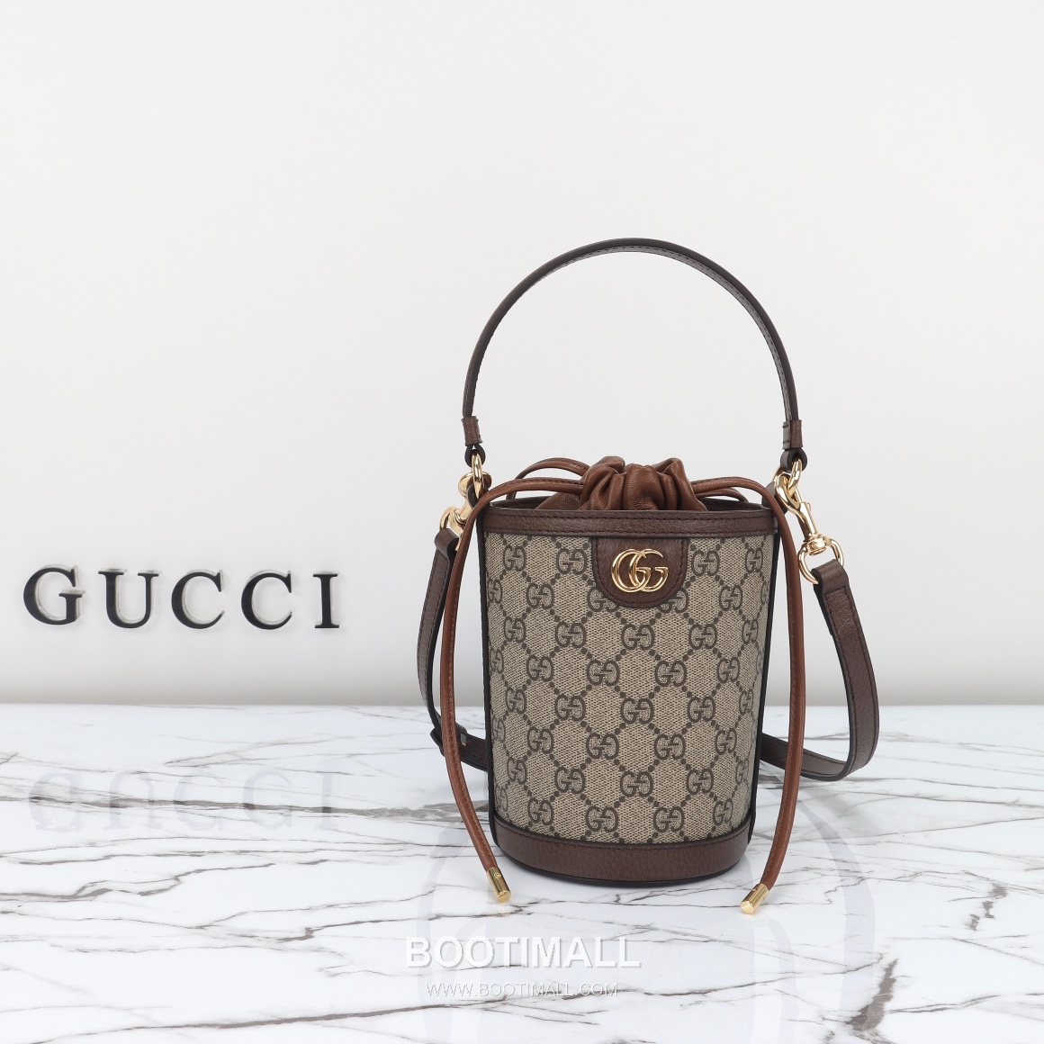 Gucci GG Canvas Bucket Mini GG Canvas and Calfskin Beige Crossbody Bag 구찌 GG 캔버스 버킷 미니 GG 캔버스와 카프스킨 베이지 크로스백 20cm 10