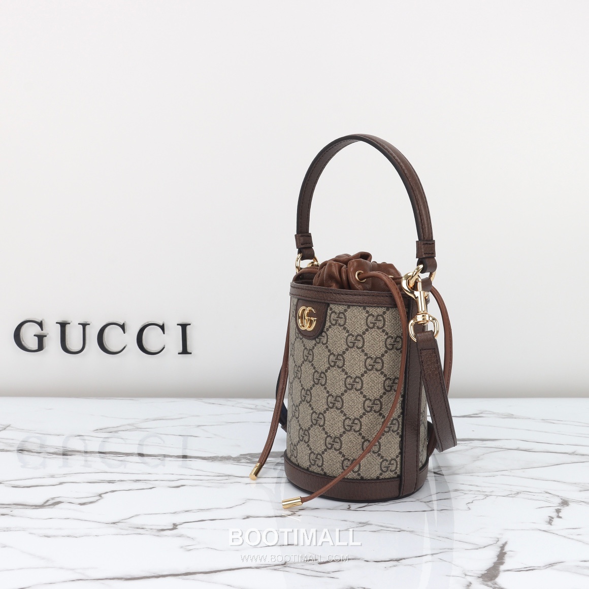 Gucci GG Canvas Bucket Mini GG Canvas and Calfskin Beige Crossbody Bag 구찌 GG 캔버스 버킷 미니 GG 캔버스와 카프스킨 베이지 크로스백 20cm 11