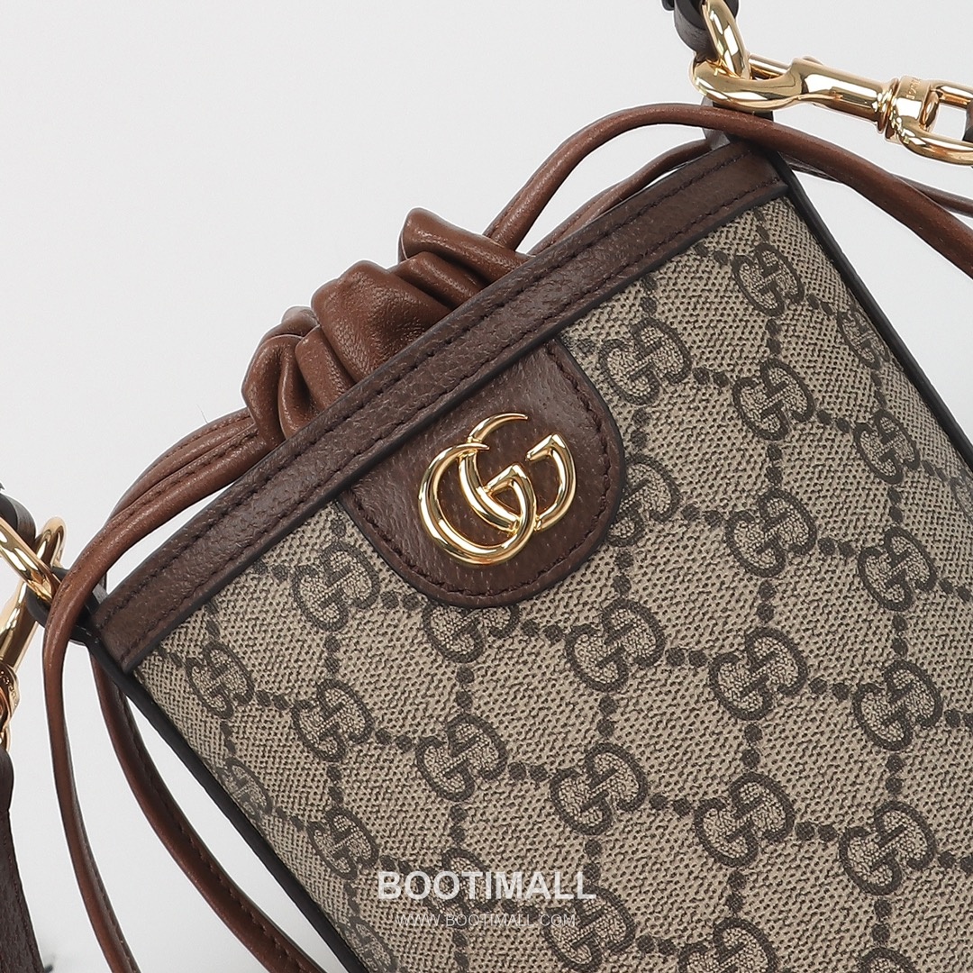 Gucci GG Canvas Bucket Mini GG Canvas and Calfskin Beige Crossbody Bag 구찌 GG 캔버스 버킷 미니 GG 캔버스와 카프스킨 베이지 크로스백 20cm 13