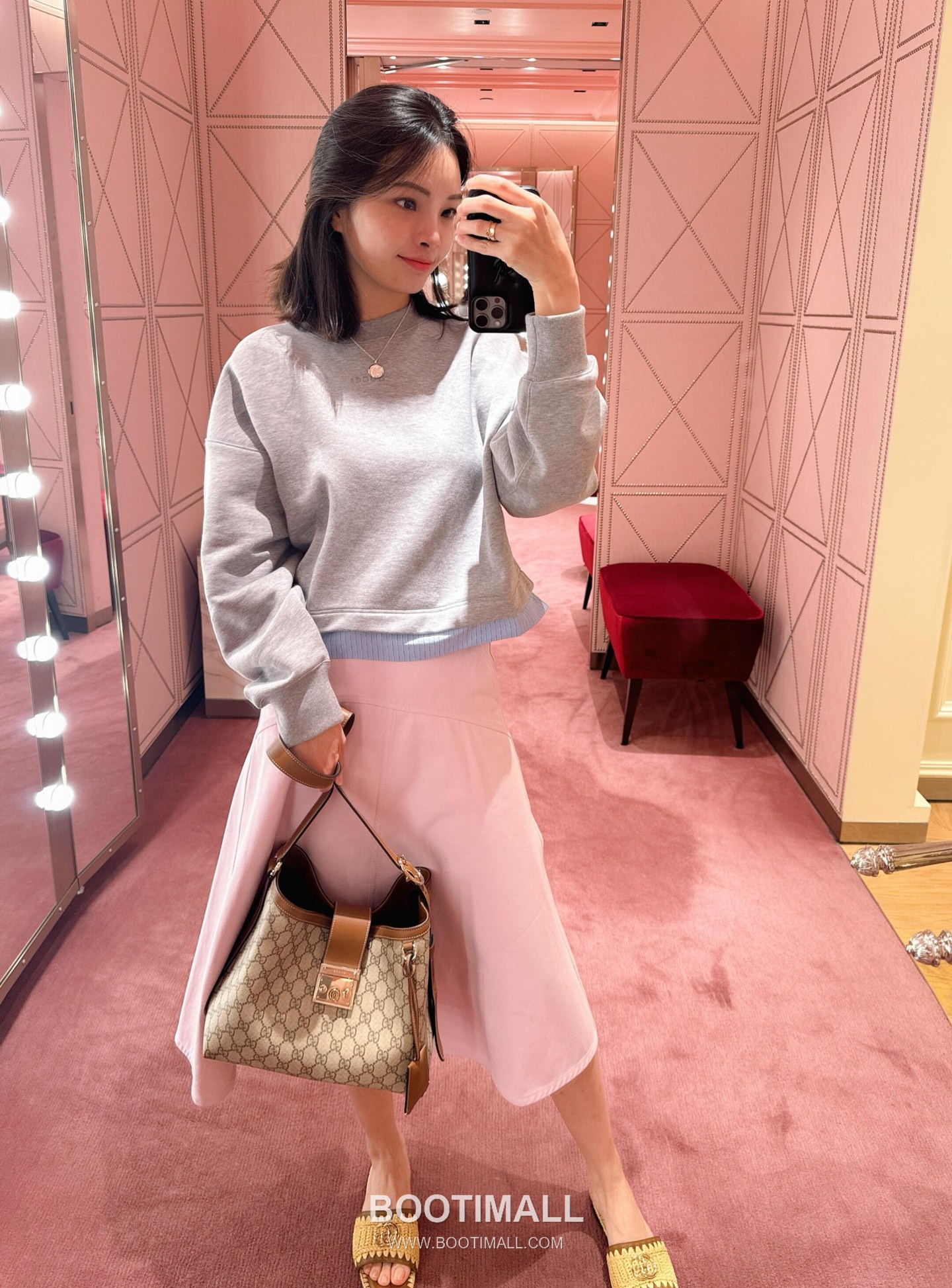 Gucci GG Supreme Padlock Hobo GG Supreme Canvas Beige Shoulder Bag 구찌 GG 수프림 패들락 호보 GG 수프림 캔버스 베이지 숄더백 29cm 11