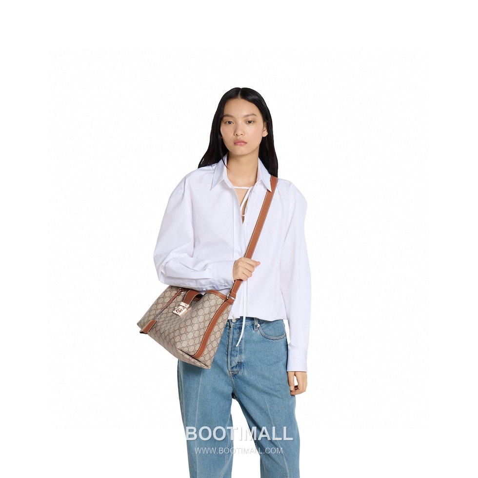 Gucci GG Supreme Padlock Hobo GG Supreme Canvas Beige Shoulder Bag 구찌 GG 수프림 패들락 호보 GG 수프림 캔버스 베이지 숄더백 29cm 14
