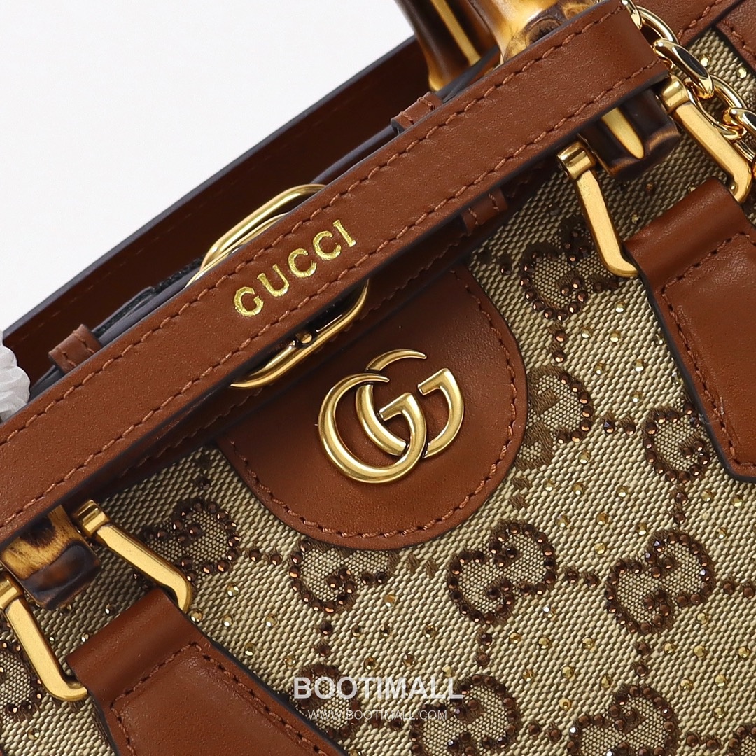 Gucci Mini Canvas Canvas Leather Beige Top Handle Bag 구찌 미니 캔버스 캔버스 가죽 베이지 탑핸들백 20cm 5