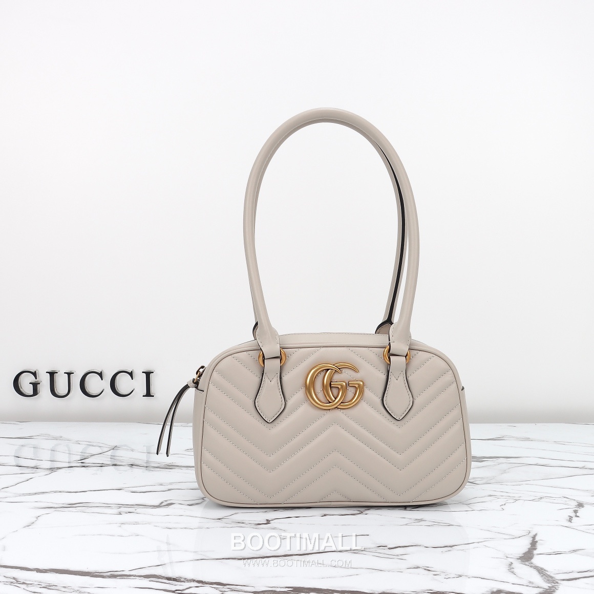 Gucci Matelassé Small Top Handle Chevron Calfskin Light Grey Shoulder Bag 구찌 마틀라세 스몰 탑핸들 쉐브론 카프스킨 라이트그레이 숄더백 25.5cm 4