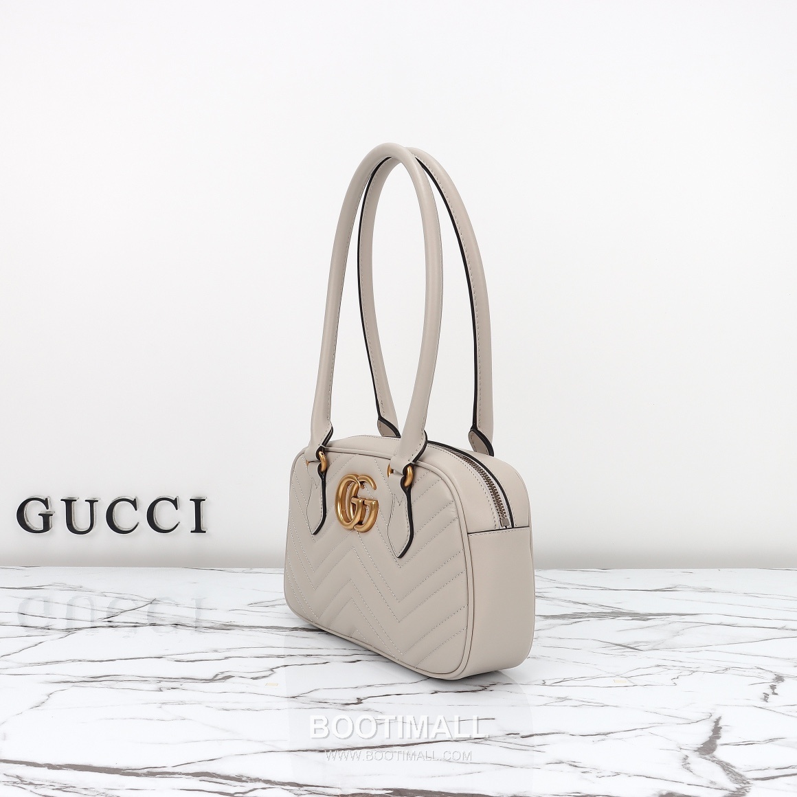 Gucci Matelassé Small Top Handle Chevron Calfskin Light Grey Shoulder Bag 구찌 마틀라세 스몰 탑핸들 쉐브론 카프스킨 라이트그레이 숄더백 25.5cm 5