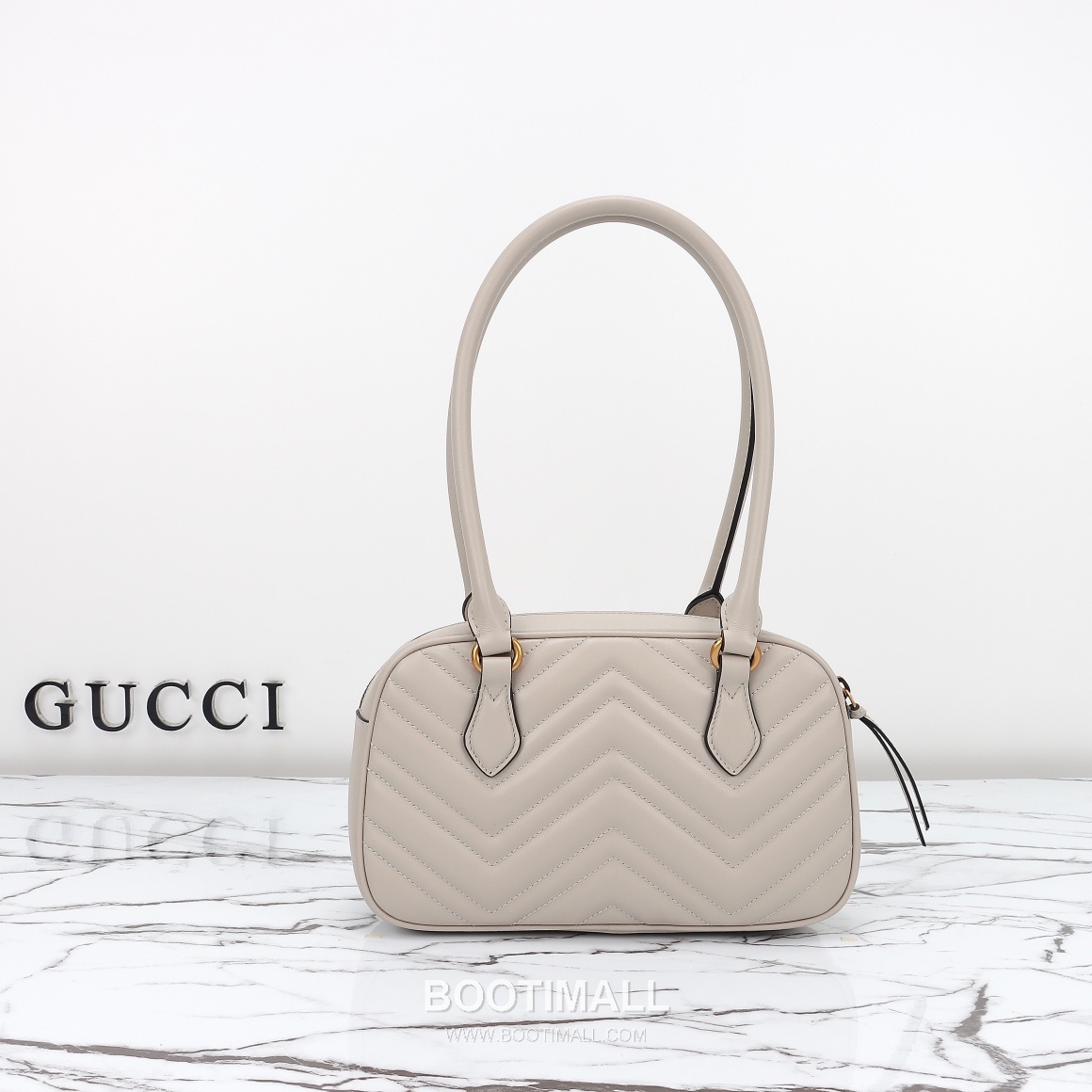 Gucci Matelassé Small Top Handle Chevron Calfskin Light Grey Shoulder Bag 구찌 마틀라세 스몰 탑핸들 쉐브론 카프스킨 라이트그레이 숄더백 25.5cm 6