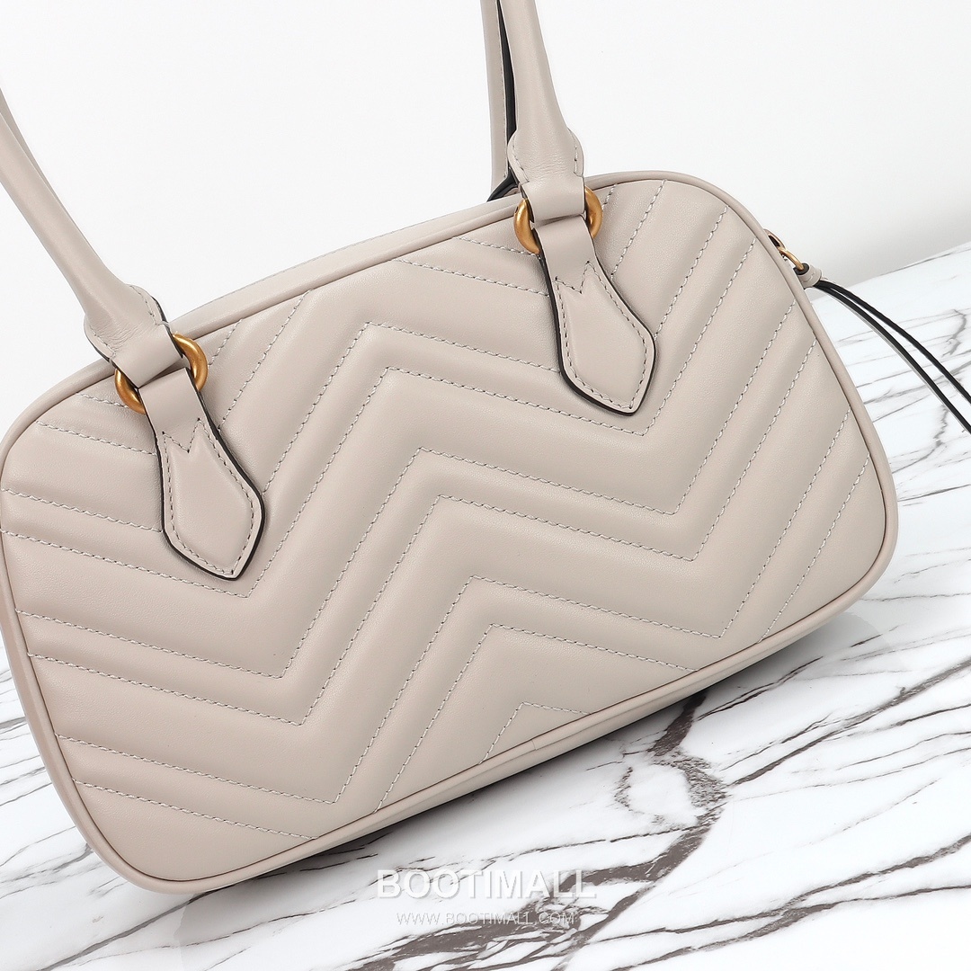 Gucci Matelassé Small Top Handle Chevron Calfskin Light Grey Shoulder Bag 구찌 마틀라세 스몰 탑핸들 쉐브론 카프스킨 라이트그레이 숄더백 25.5cm 9