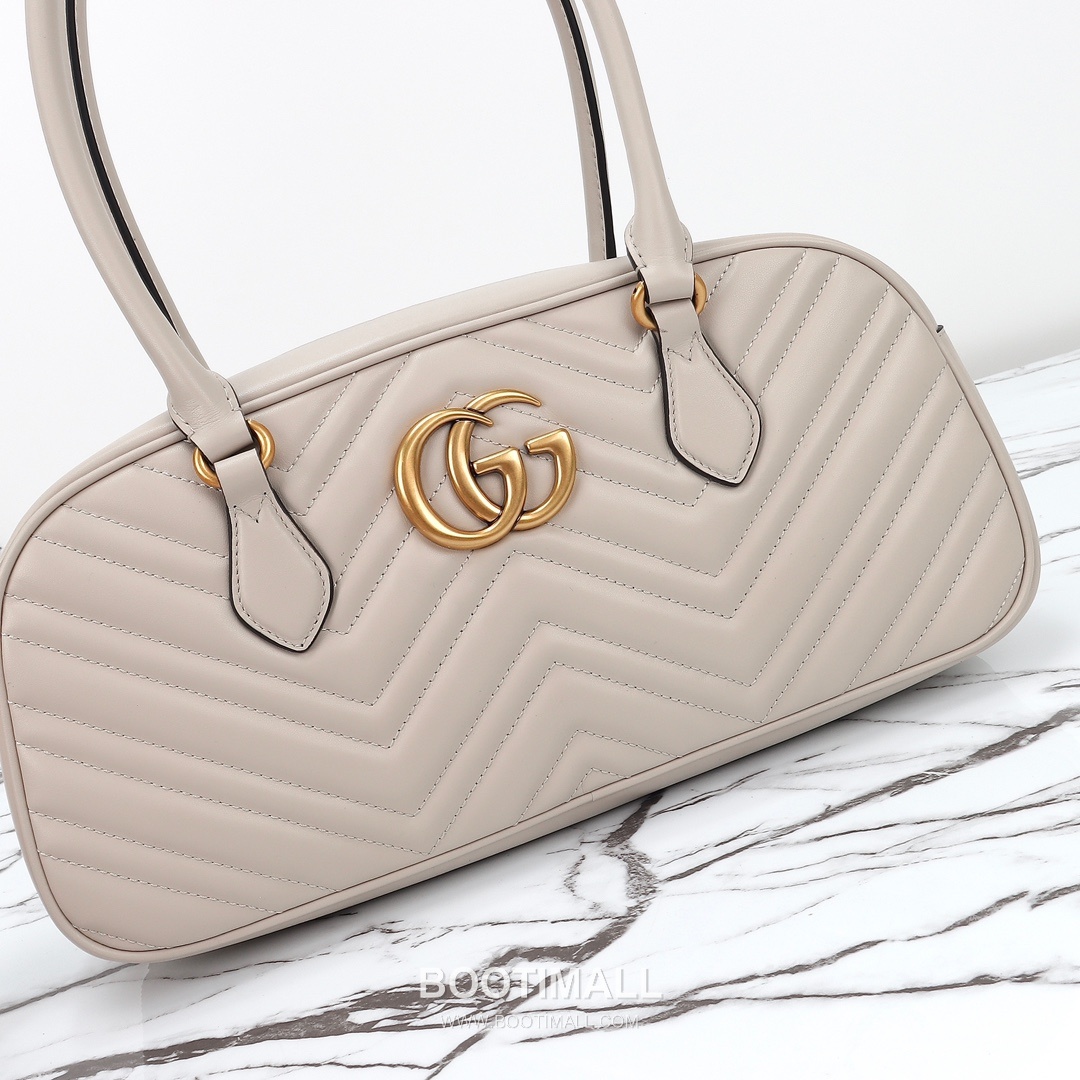 Gucci GG Marmont Chevron Matelassé Calfskin Light Grey Shoulder Bag 구찌 GG 마몬트 쉐브론 마틀라세 카프스킨 라이트그레이 숄더백 35.5cm 8