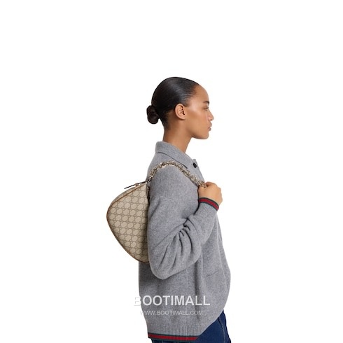 Gucci GG Canvas Hobo GG Canvas and Calfskin Beige Shoulder Bag 구찌 GG 캔버스 호보 GG 캔버스 카프스킨 베이지 숄더백 25.5cm 1