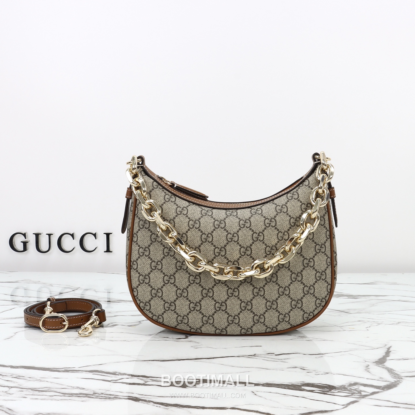 Gucci GG Canvas Hobo GG Canvas and Calfskin Beige Shoulder Bag 구찌 GG 캔버스 호보 GG 캔버스 카프스킨 베이지 숄더백 25.5cm 3