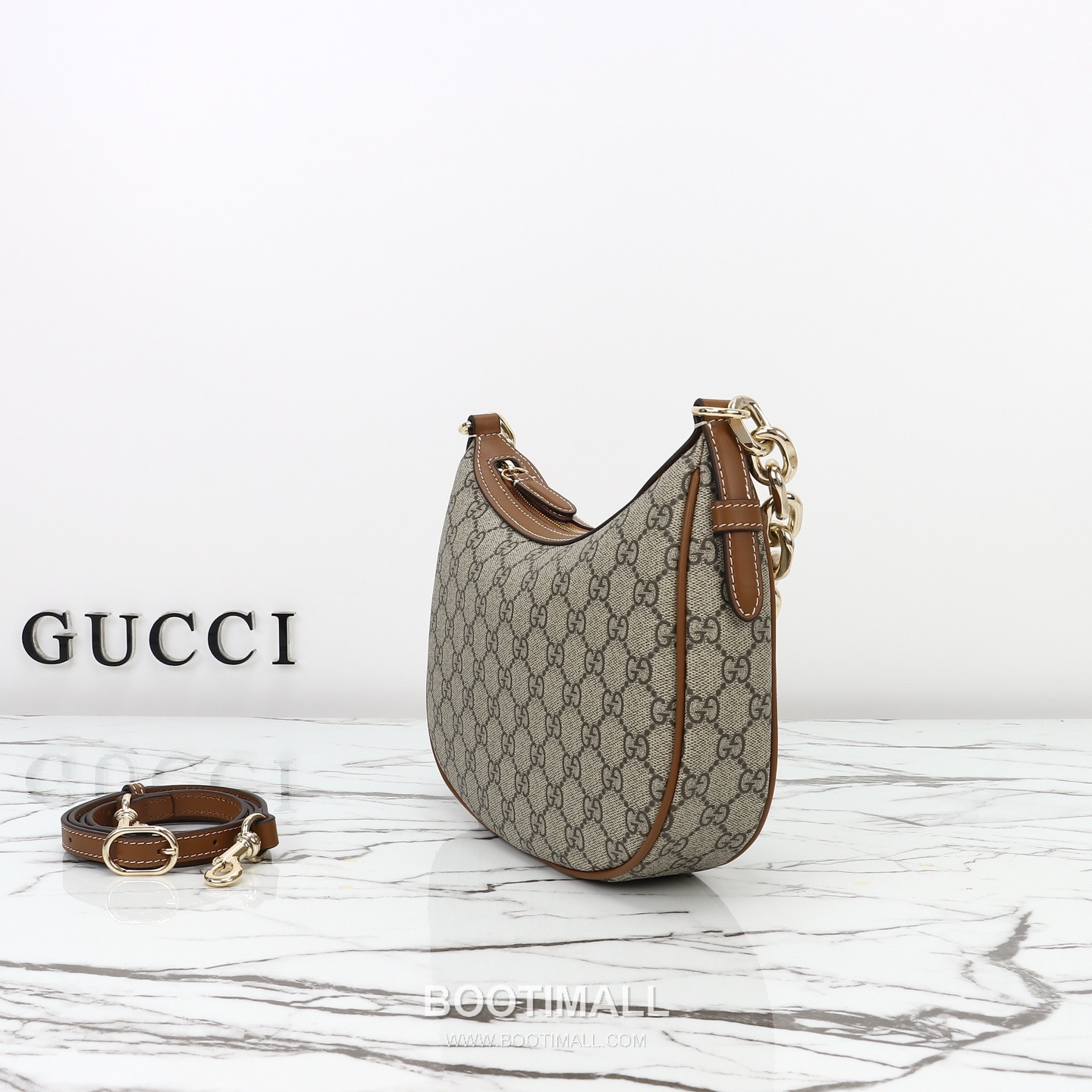 Gucci GG Canvas Hobo GG Canvas and Calfskin Beige Shoulder Bag 구찌 GG 캔버스 호보 GG 캔버스 카프스킨 베이지 숄더백 25.5cm 5