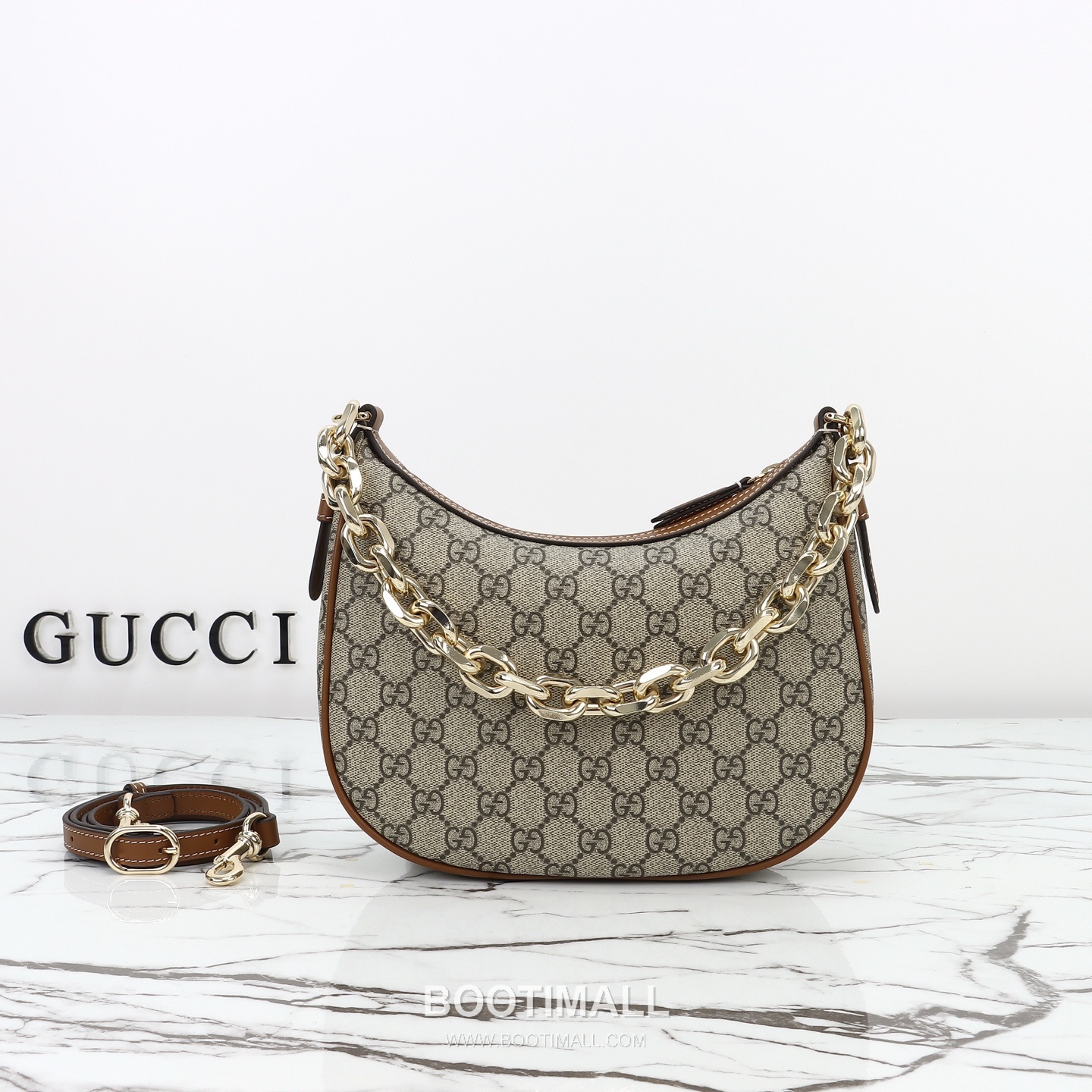 Gucci GG Canvas Hobo GG Canvas and Calfskin Beige Shoulder Bag 구찌 GG 캔버스 호보 GG 캔버스 카프스킨 베이지 숄더백 25.5cm 6