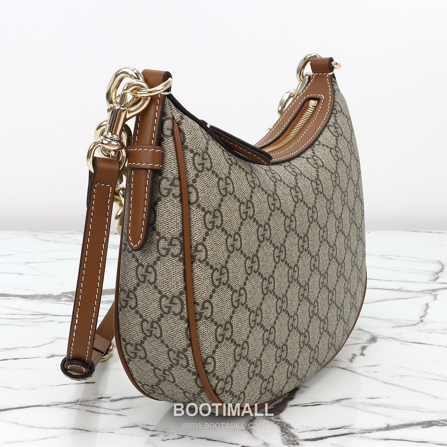 Gucci GG Canvas Hobo GG Canvas and Calfskin Beige Shoulder Bag 구찌 GG 캔버스 호보 GG 캔버스 카프스킨 베이지 숄더백 25.5cm 7