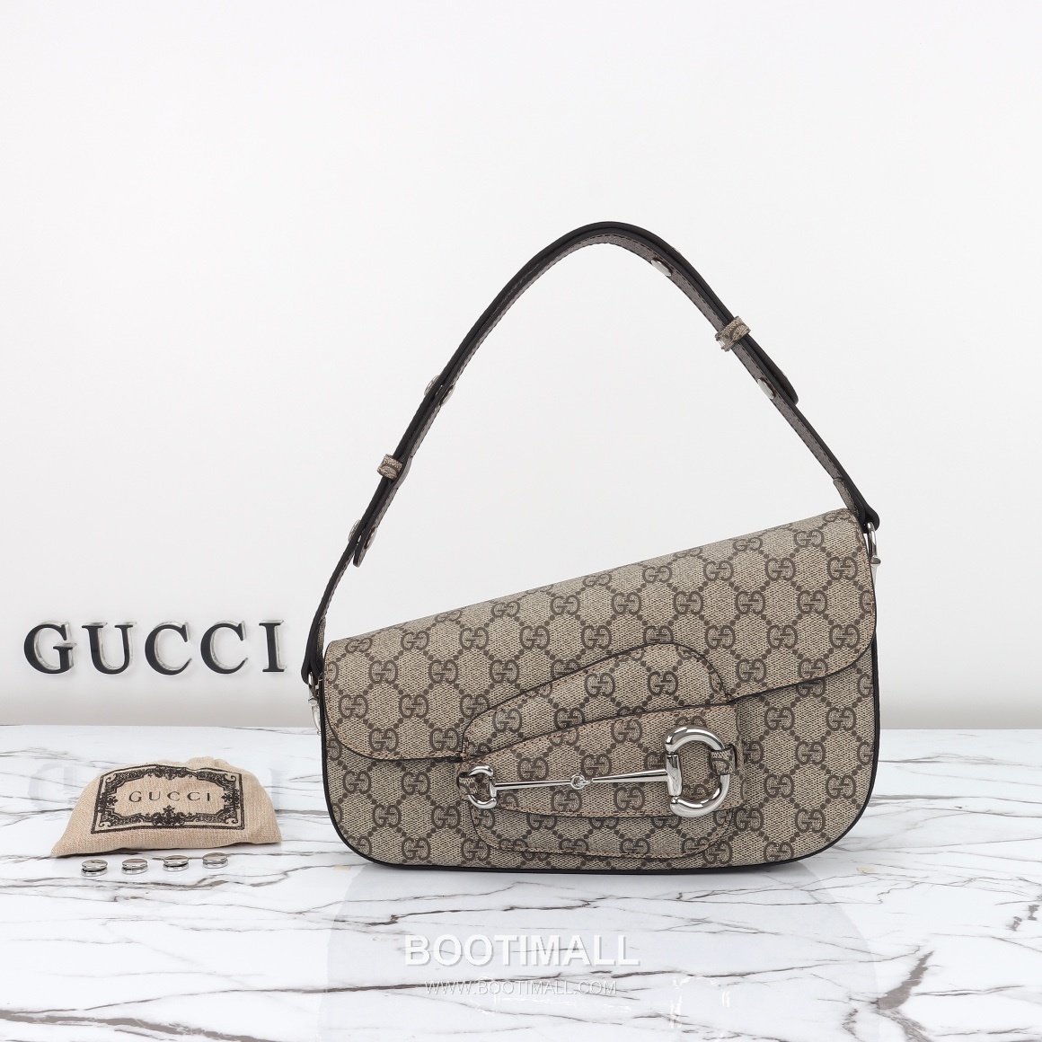 Gucci GG Supreme Horsebit Flap GG Supreme Coated Canvas Beige Shoulder Bag 구찌 GG 수프림 홀스빗 플랩 GG 수프림 코팅 캔버스 베이지 숄더백 26.5cm 10