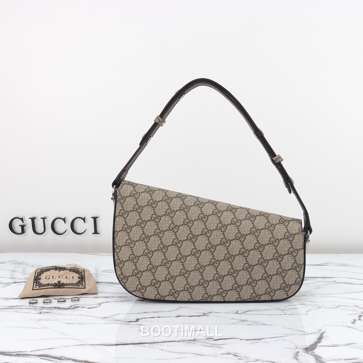 Gucci GG Supreme Horsebit Flap GG Supreme Coated Canvas Beige Shoulder Bag 구찌 GG 수프림 홀스빗 플랩 GG 수프림 코팅 캔버스 베이지 숄더백 26.5cm 12