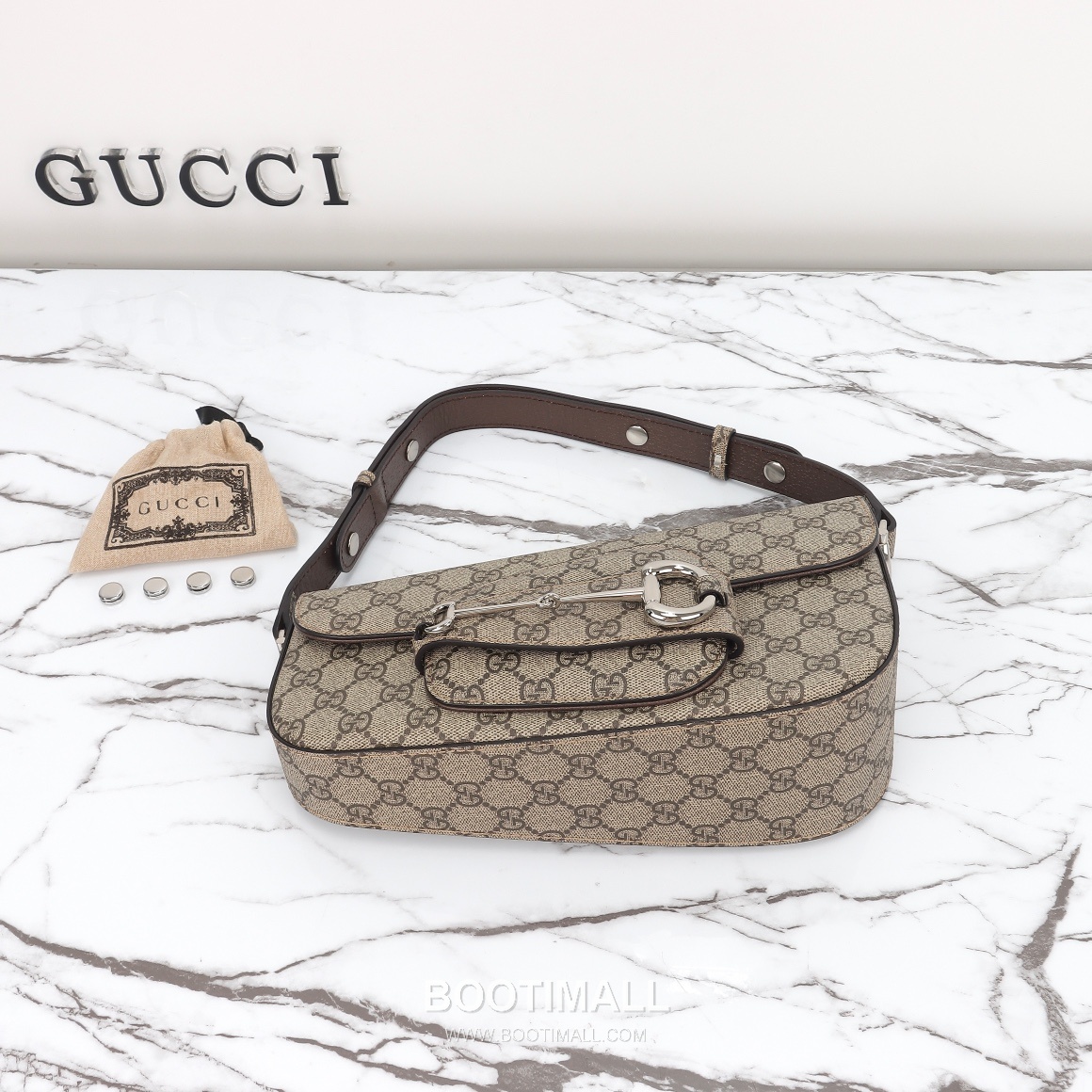 Gucci GG Supreme Horsebit Flap GG Supreme Coated Canvas Beige Shoulder Bag 구찌 GG 수프림 홀스빗 플랩 GG 수프림 코팅 캔버스 베이지 숄더백 26.5cm 17