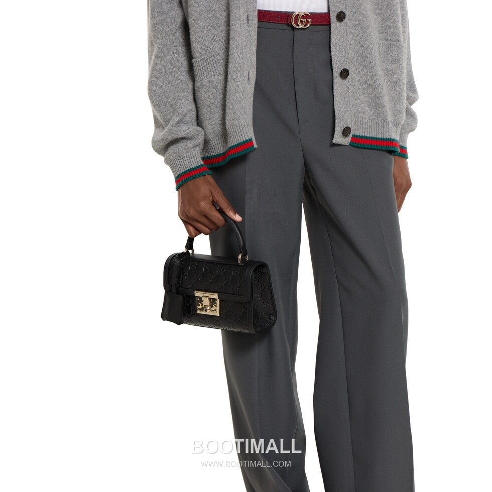 Gucci GG Embossed Lock Top Handle GG Embossed Calfskin Black Shoulder Bag 구찌 GG 엠보스 락 토트 GG 엠보스 카프스킨 블랙 숄더백 20cm 1