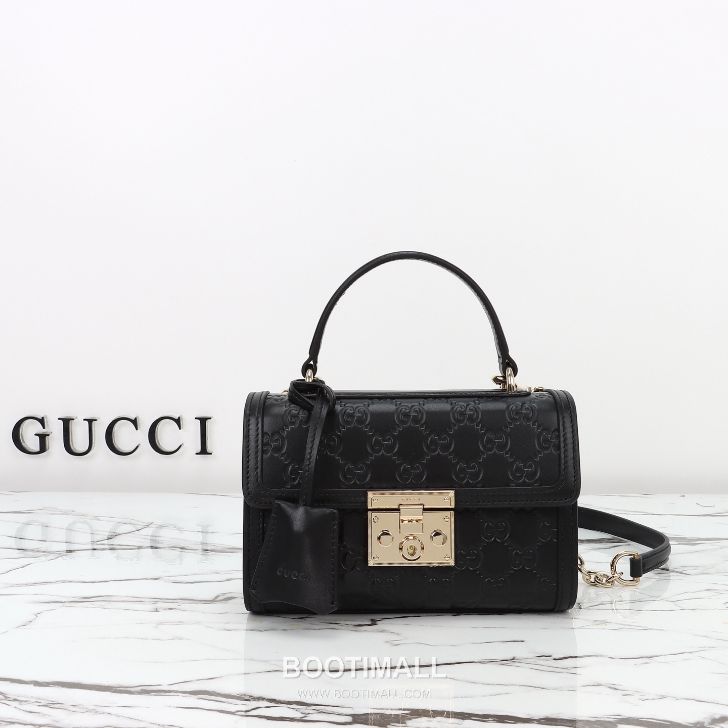 Gucci GG Embossed Lock Top Handle GG Embossed Calfskin Black Shoulder Bag 구찌 GG 엠보스 락 토트 GG 엠보스 카프스킨 블랙 숄더백 20cm 4