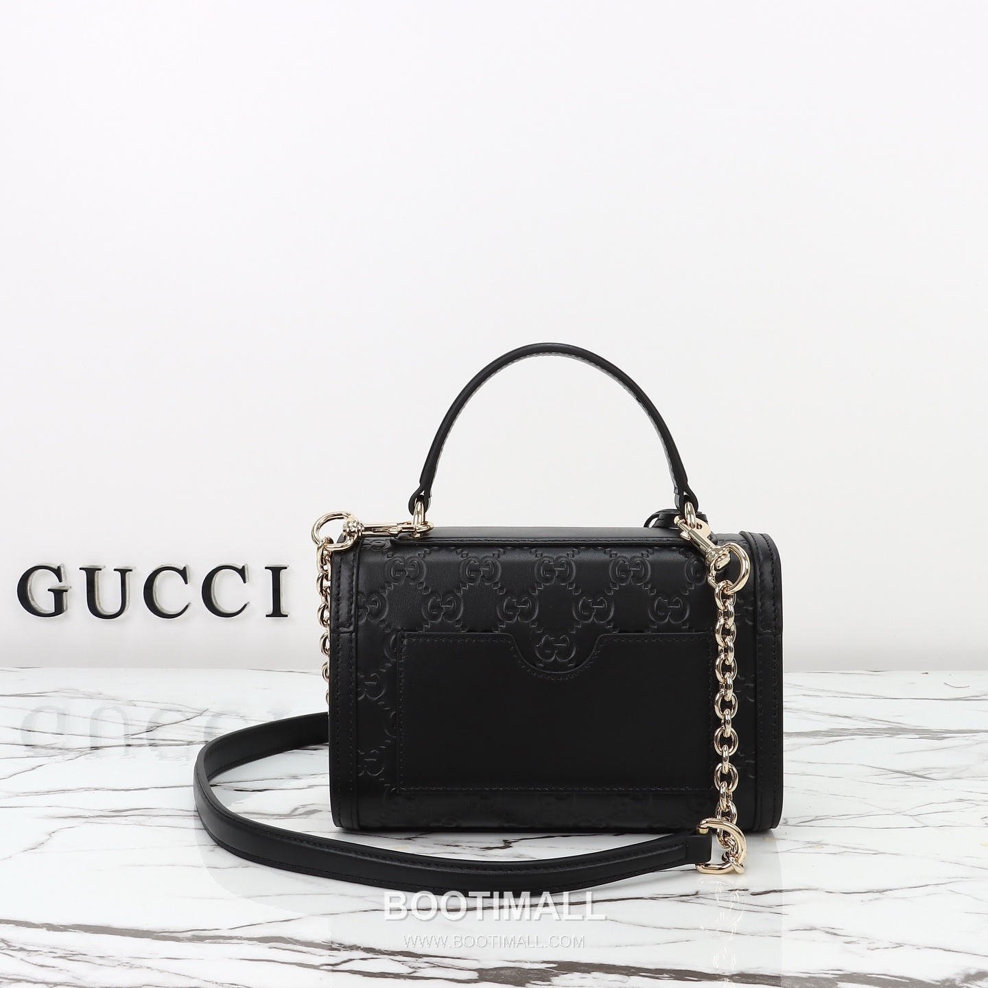Gucci GG Embossed Lock Top Handle GG Embossed Calfskin Black Shoulder Bag 구찌 GG 엠보스 락 토트 GG 엠보스 카프스킨 블랙 숄더백 20cm 6