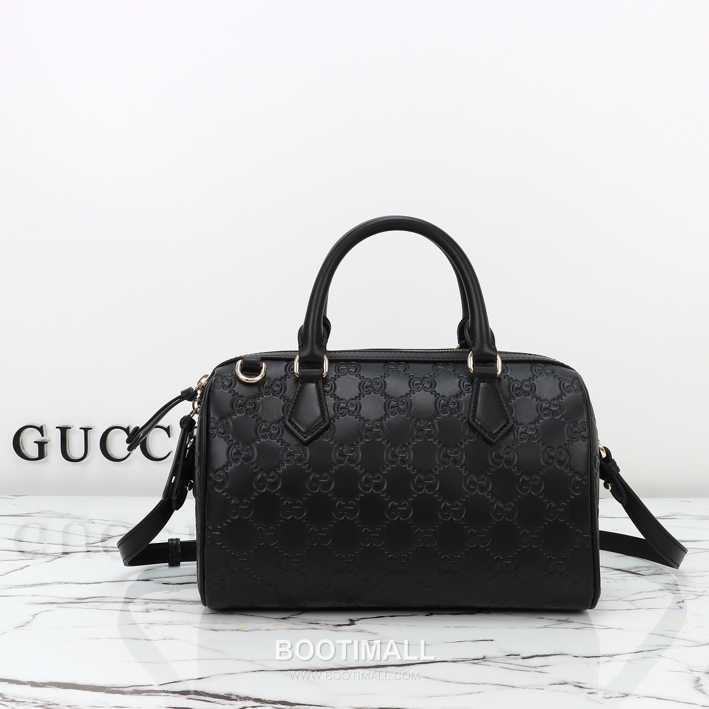 Gucci GG Embossed Boston Embossed Calfskin Black Top Handle Bag 구찌 GG 엠보스 보스턴 엠보스드 카프스킨 블랙 탑핸들백 25cm 4