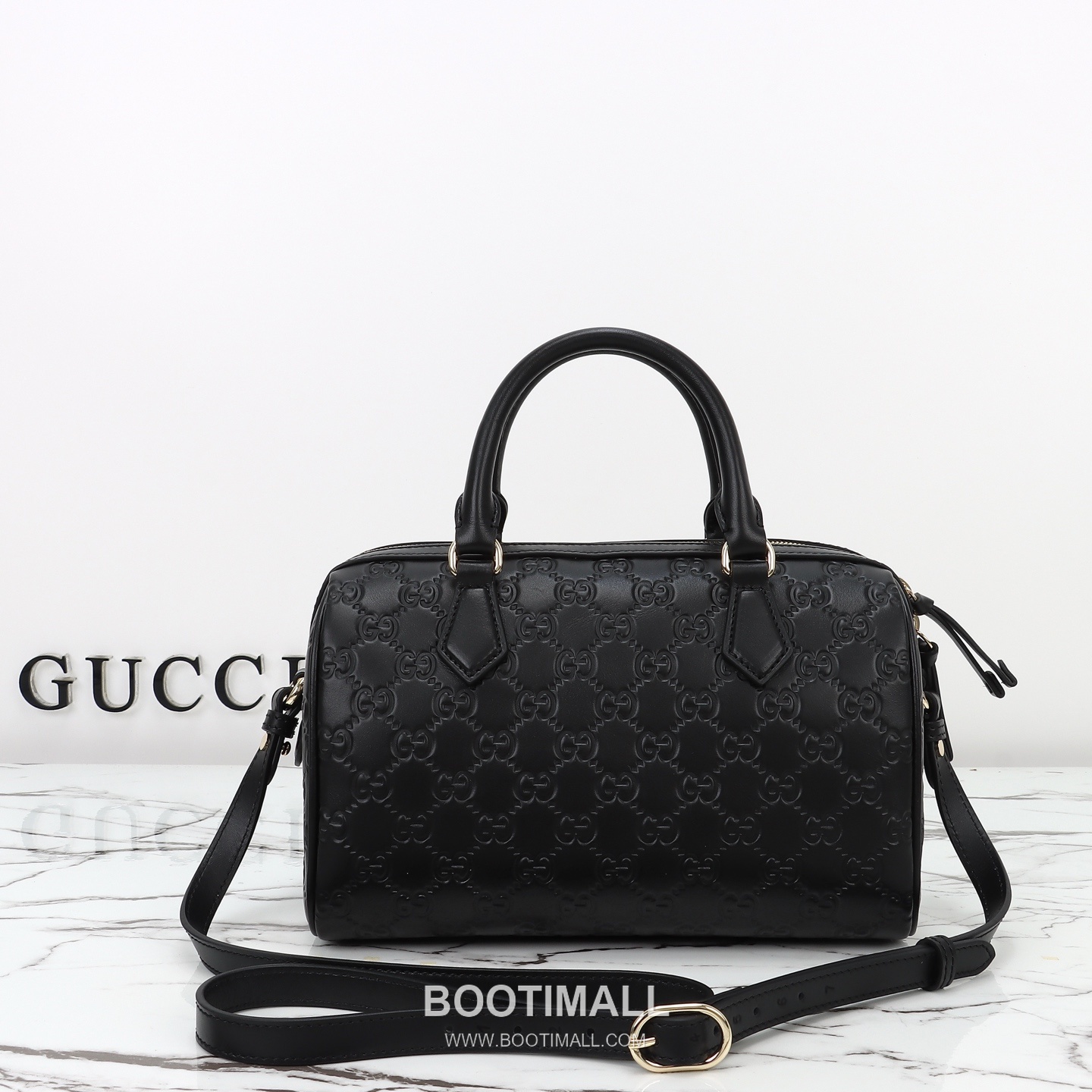 Gucci GG Embossed Boston Embossed Calfskin Black Top Handle Bag 구찌 GG 엠보스 보스턴 엠보스드 카프스킨 블랙 탑핸들백 25cm 6