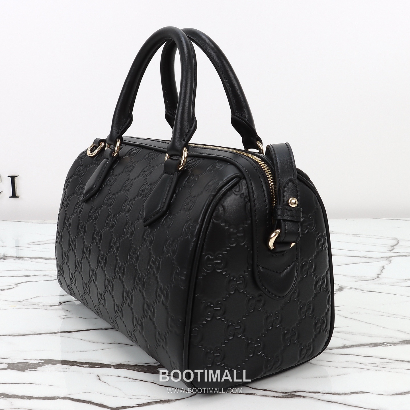 Gucci GG Embossed Boston Embossed Calfskin Black Top Handle Bag 구찌 GG 엠보스 보스턴 엠보스드 카프스킨 블랙 탑핸들백 25cm 9