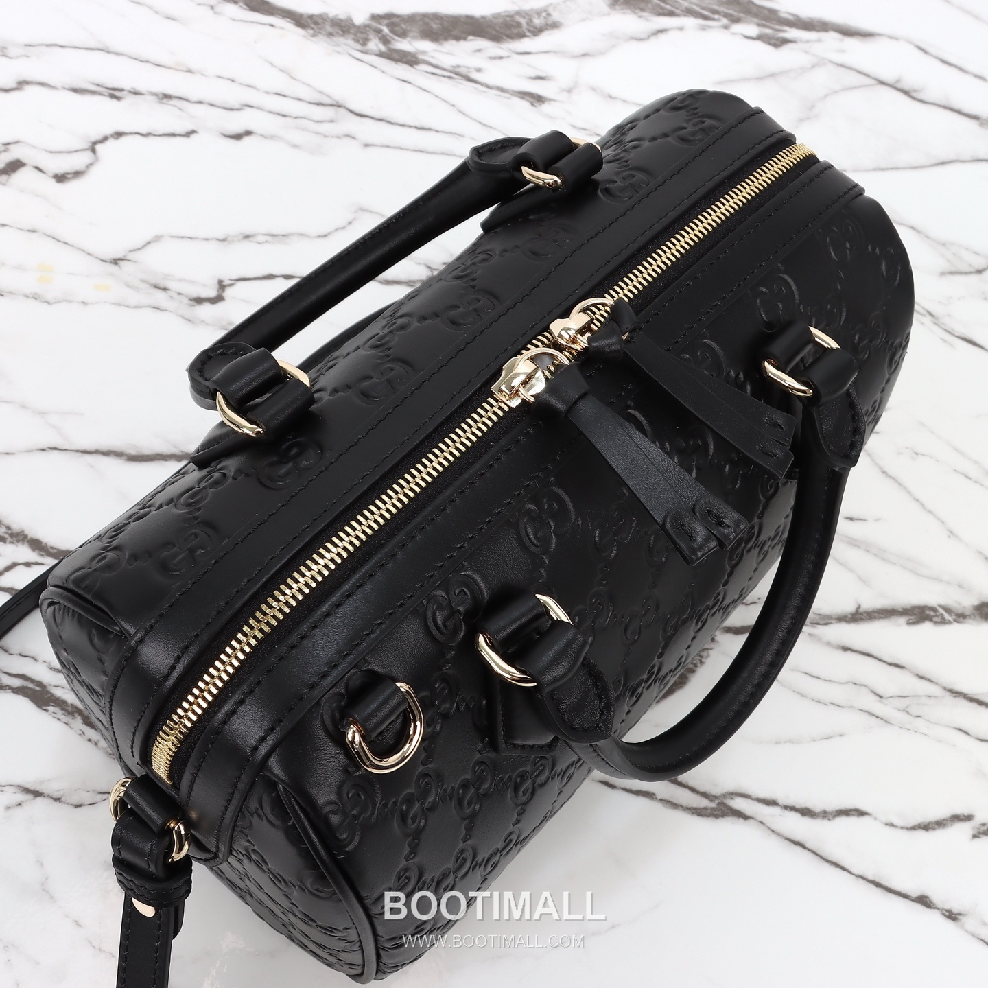 Gucci GG Embossed Boston Embossed Calfskin Black Top Handle Bag 구찌 GG 엠보스 보스턴 엠보스드 카프스킨 블랙 탑핸들백 25cm 10