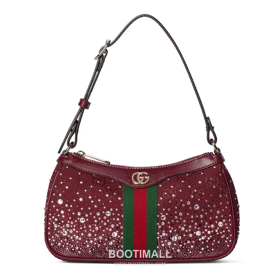 Gucci Ophidia Crystal Gradient Small Canvas and Calfskin Red Belt Bag 구찌 오피디아 크리스털 그라데이션 스몰 캔버스와 카프스킨 레드 벨트백 26cm 1