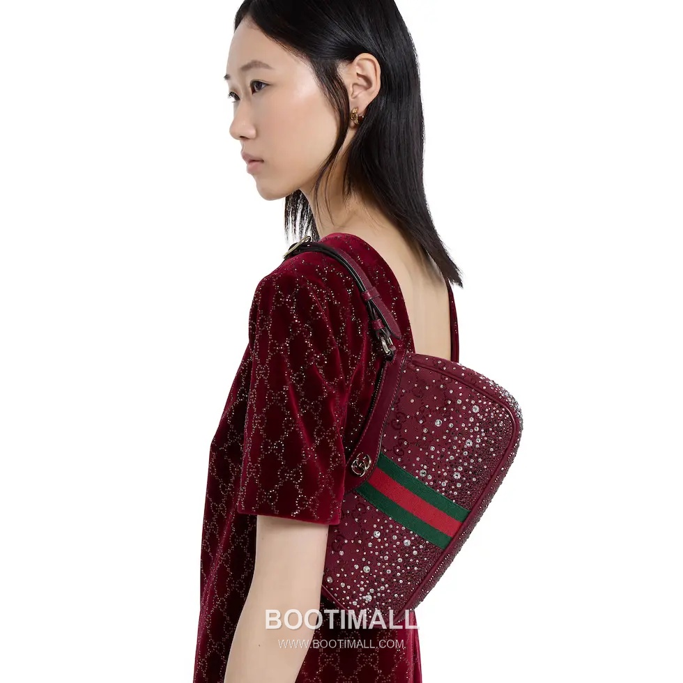 Gucci Ophidia Crystal Gradient Small Canvas and Calfskin Red Belt Bag 구찌 오피디아 크리스털 그라데이션 스몰 캔버스와 카프스킨 레드 벨트백 26cm 3