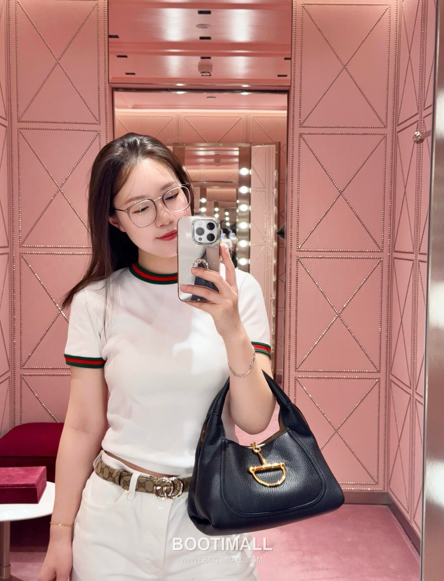 Gucci Horsebit Top Handle Grained Calfskin Black Handbag 구찌 홀스빗 탑핸들 그레인드 카프스킨 블랙 핸드백 27.5cm 4