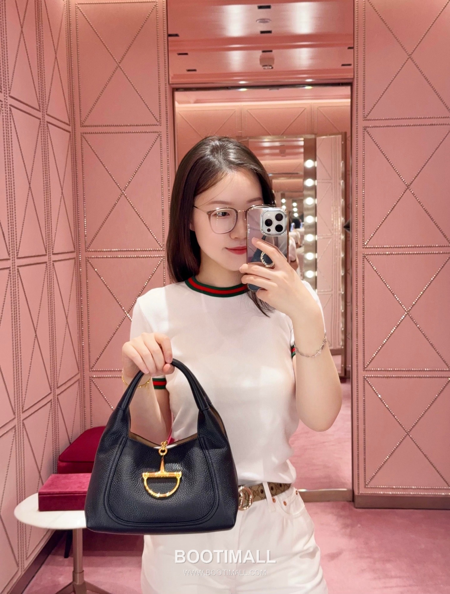 Gucci Horsebit Top Handle Grained Calfskin Black Handbag 구찌 홀스빗 탑핸들 그레인드 카프스킨 블랙 핸드백 27.5cm 5