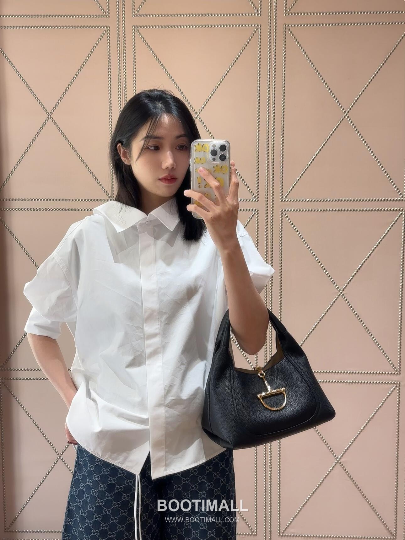 Gucci Horsebit Top Handle Grained Calfskin Black Handbag 구찌 홀스빗 탑핸들 그레인드 카프스킨 블랙 핸드백 27.5cm 9