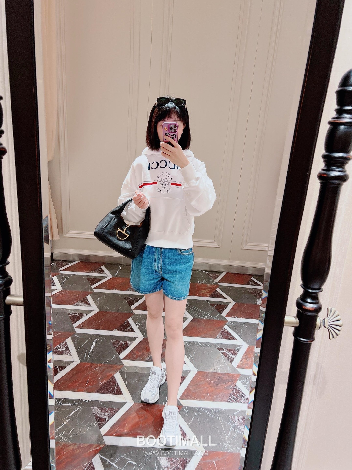 Gucci Horsebit Top Handle Grained Calfskin Black Handbag 구찌 홀스빗 탑핸들 그레인드 카프스킨 블랙 핸드백 27.5cm 11