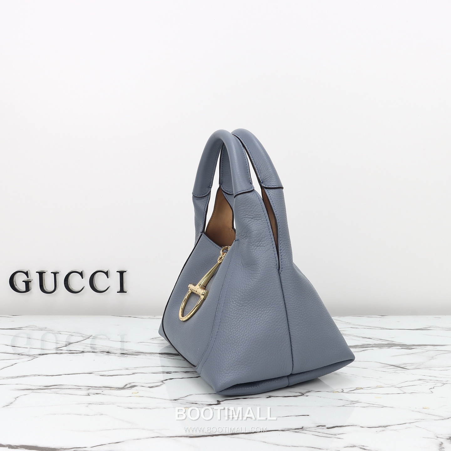 Gucci Grey Blue Leather Calfskin Leather Grey Blue Handbag 구찌 그레이 블루 레더 카프스킨 레더 그레이 블루 핸드백 27.5cm 2