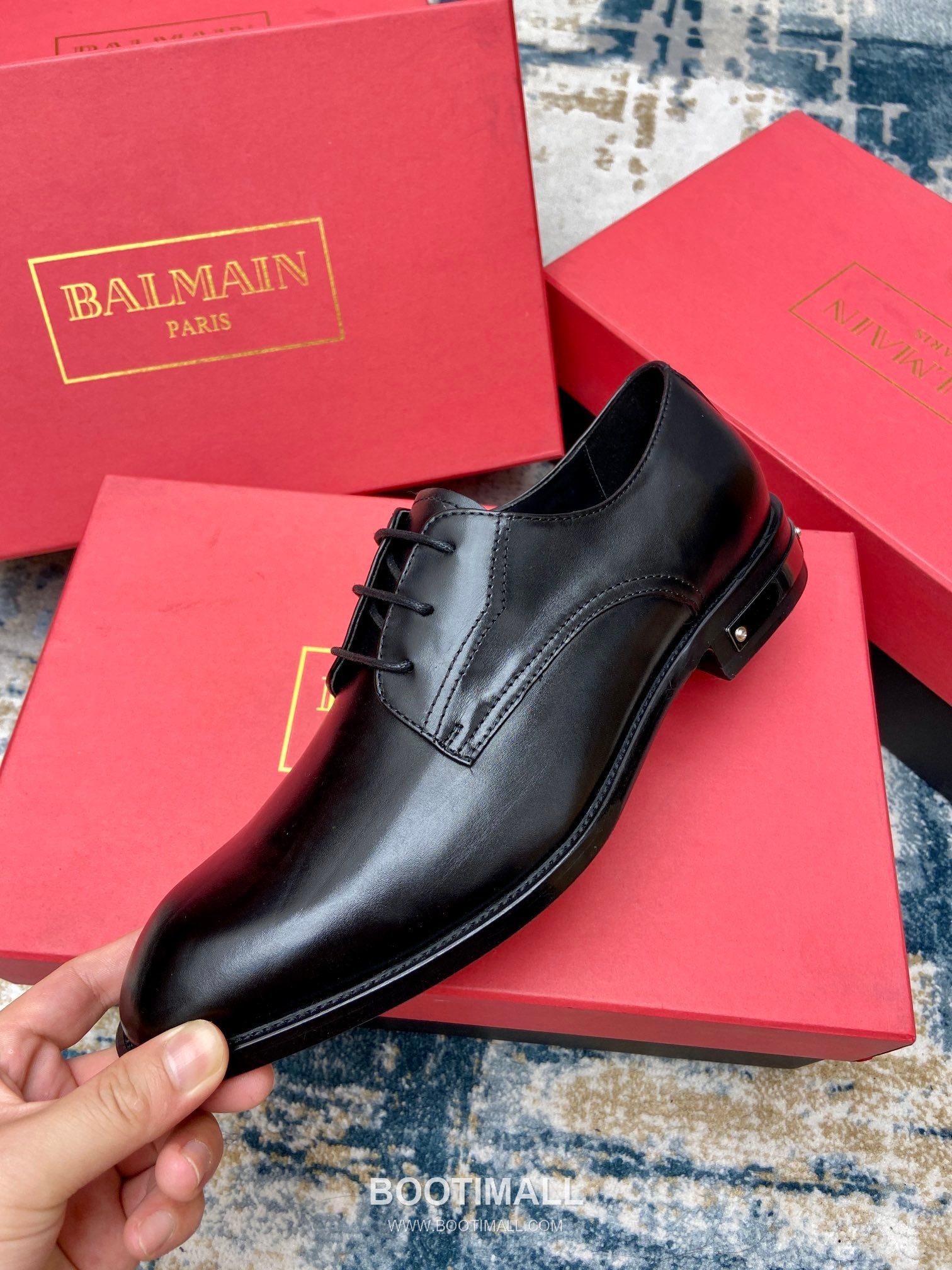 Balmain Calfskin Dress Derby Calfskin Leather Black Dress Shoes 발망 송아지가죽 드레스 더비 송아지가죽 블랙 드레스 슈즈 4